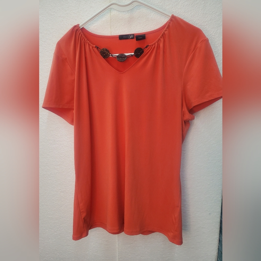 East 5th Orange Short Sleeve T-Shirt V-Neck
